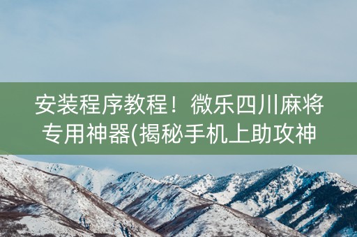 安装程序教程！微乐四川麻将专用神器(揭秘手机上助攻神器)