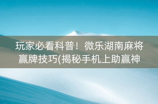 玩家必看科普！微乐湖南麻将赢牌技巧(揭秘手机上助赢神器)