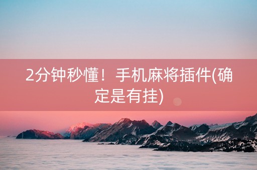 2分钟秒懂！手机麻将插件(确定是有挂)