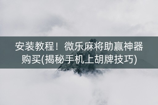 安装教程！微乐麻将助赢神器购买(揭秘手机上胡牌技巧)