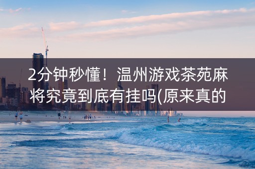 2分钟秒懂！温州游戏茶苑麻将究竟到底有挂吗(原来真的有挂)