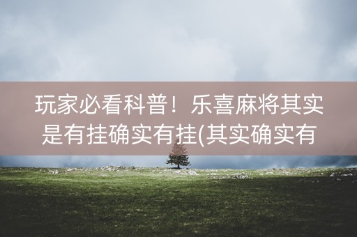 玩家必看科普！乐喜麻将其实是有挂确实有挂(其实确实有挂)