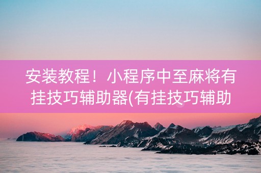 安装教程！小程序中至麻将有挂技巧辅助器(有挂技巧辅助器)