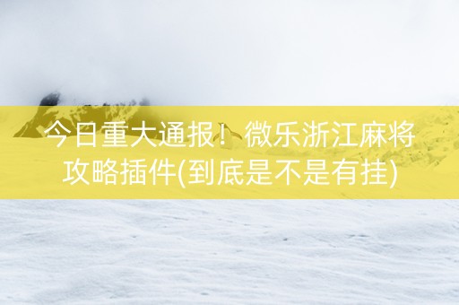 今日重大通报！微乐浙江麻将攻略插件(到底是不是有挂)