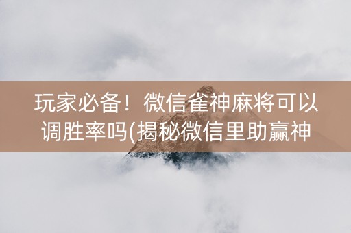 玩家必备！微信雀神麻将可以调胜率吗(揭秘微信里助赢神器)