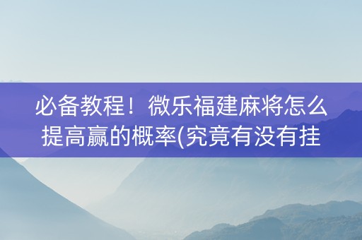 必备教程！微乐福建麻将怎么提高赢的概率(究竟有没有挂)