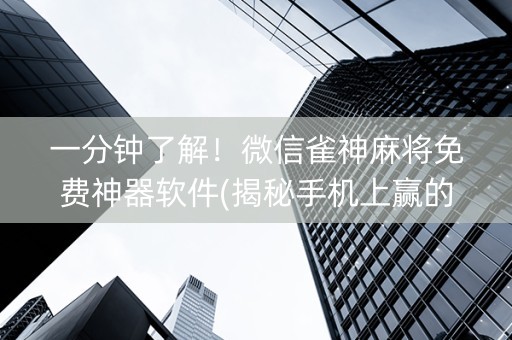 一分钟了解！微信雀神麻将免费神器软件(揭秘手机上赢的诀窍)