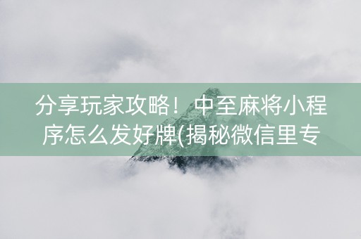 分享玩家攻略！中至麻将小程序怎么发好牌(揭秘微信里专用神器下载)