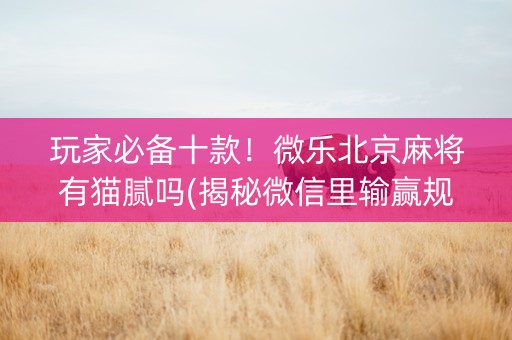 玩家必备十款！微乐北京麻将有猫腻吗(揭秘微信里输赢规律)