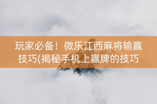 玩家必备！微乐江西麻将输赢技巧(揭秘手机上赢牌的技巧)
