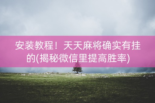 安装教程！天天麻将确实有挂的(揭秘微信里提高胜率)