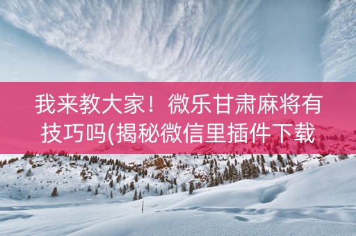 我来教大家！微乐甘肃麻将有技巧吗(揭秘微信里插件下载)