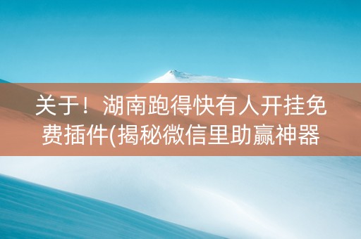 关于！湖南跑得快有人开挂免费插件(揭秘微信里助赢神器)