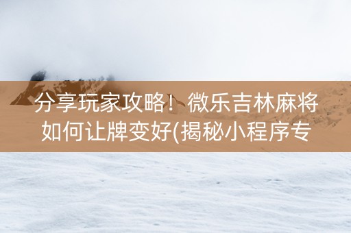 分享玩家攻略！微乐吉林麻将如何让牌变好(揭秘小程序专用神器下载)