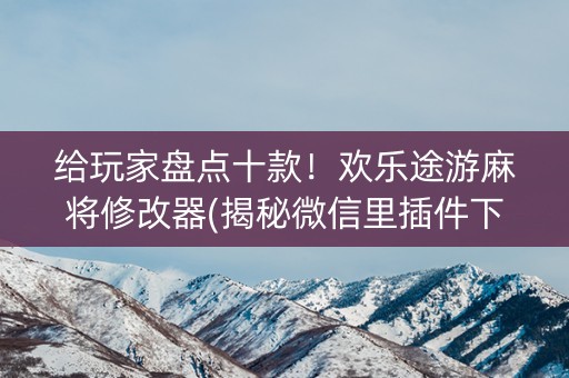 给玩家盘点十款！欢乐途游麻将修改器(揭秘微信里插件下载)