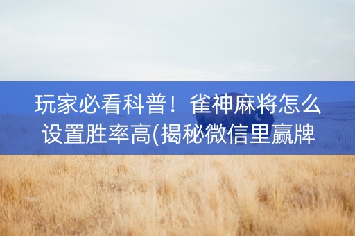 玩家必看科普！雀神麻将怎么设置胜率高(揭秘微信里赢牌技巧)