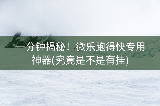 一分钟揭秘！微乐跑得快专用神器(究竟是不是有挂)