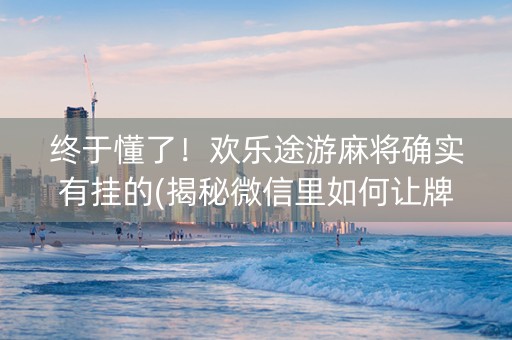 终于懂了！欢乐途游麻将确实有挂的(揭秘微信里如何让牌变好)