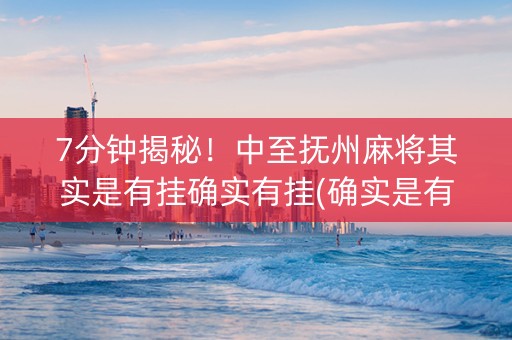 7分钟揭秘！中至抚州麻将其实是有挂确实有挂(确实是有挂的)