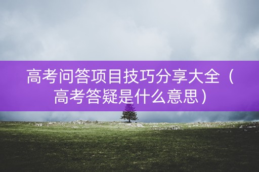 高考问答项目技巧分享大全（高考答疑是什么意思）