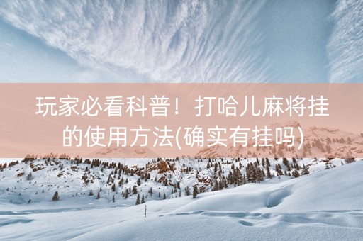 玩家必看科普！打哈儿麻将挂的使用方法(确实有挂吗)