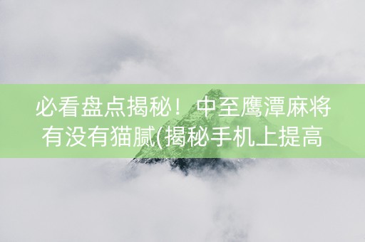 必看盘点揭秘！中至鹰潭麻将有没有猫腻(揭秘手机上提高胜率)