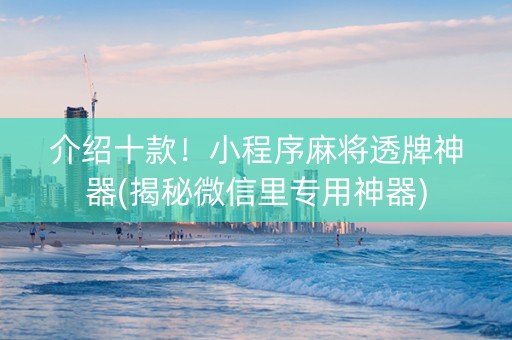 介绍十款！小程序麻将透牌神器(揭秘微信里专用神器)