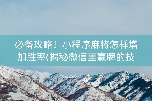 必备攻略！小程序麻将怎样增加胜率(揭秘微信里赢牌的技巧)