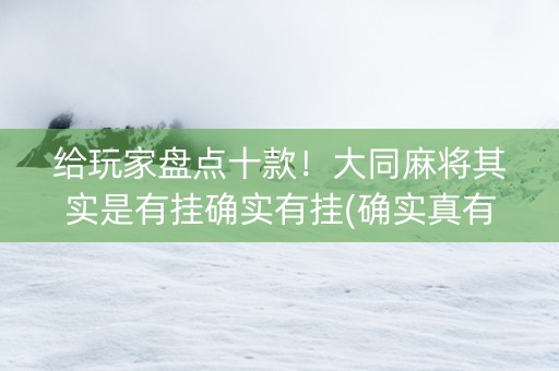 给玩家盘点十款！大同麻将其实是有挂确实有挂(确实真有挂)