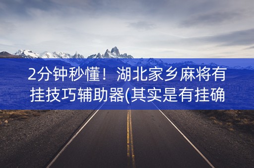 2分钟秒懂！湖北家乡麻将有挂技巧辅助器(其实是有挂确实有挂)