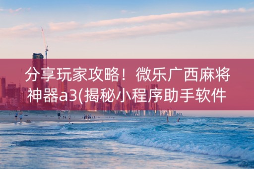 分享玩家攻略！微乐广西麻将神器a3(揭秘小程序助手软件)