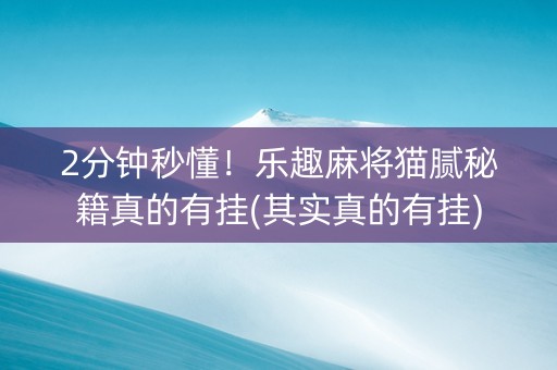 2分钟秒懂！乐趣麻将猫腻秘籍真的有挂(其实真的有挂)