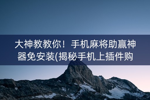 大神教教你！手机麻将助赢神器免安装(揭秘手机上插件购买)