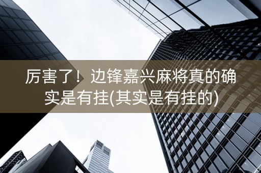 厉害了！边锋嘉兴麻将真的确实是有挂(其实是有挂的)