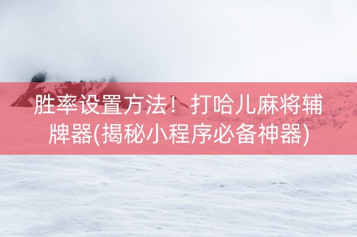 胜率设置方法！打哈儿麻将辅牌器(揭秘小程序必备神器)
