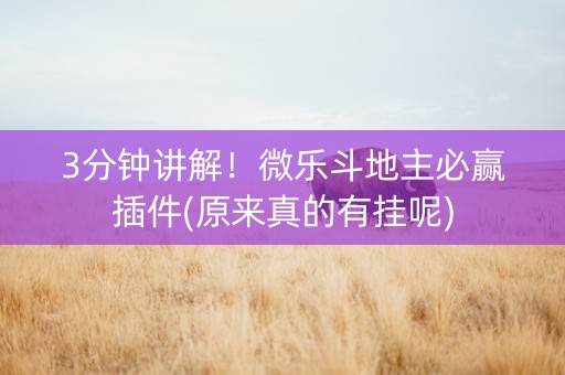 3分钟讲解！微乐斗地主必赢插件(原来真的有挂呢)