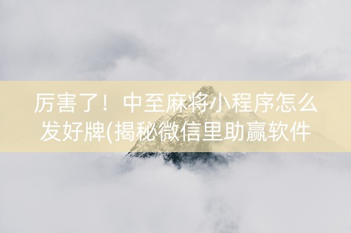 厉害了！中至麻将小程序怎么发好牌(揭秘微信里助赢软件)