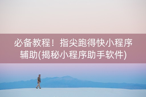 必备教程！指尖跑得快小程序辅助(揭秘小程序助手软件)
