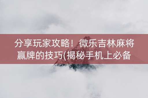 分享玩家攻略！微乐吉林麻将赢牌的技巧(揭秘手机上必备神器)
