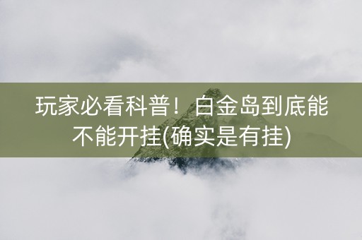 玩家必看科普！白金岛到底能不能开挂(确实是有挂)