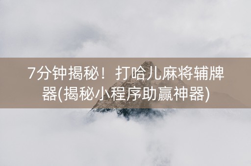 7分钟揭秘！打哈儿麻将辅牌器(揭秘小程序助赢神器)