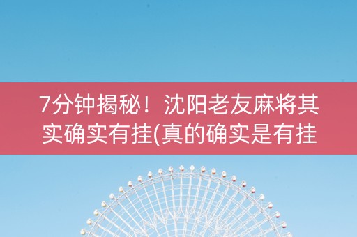 7分钟揭秘！沈阳老友麻将其实确实有挂(真的确实是有挂)