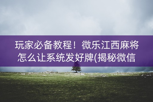 玩家必备教程！微乐江西麻将怎么让系统发好牌(揭秘微信里插件购买)