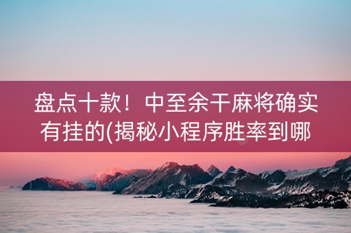 盘点十款！中至余干麻将确实有挂的(揭秘小程序胜率到哪调)