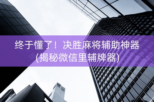 终于懂了！决胜麻将辅助神器(揭秘微信里辅牌器)