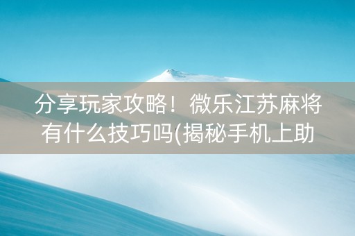 分享玩家攻略！微乐江苏麻将有什么技巧吗(揭秘手机上助赢神器购买)