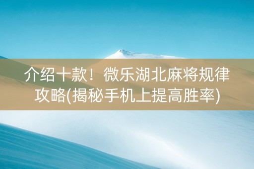 介绍十款！微乐湖北麻将规律攻略(揭秘手机上提高胜率)