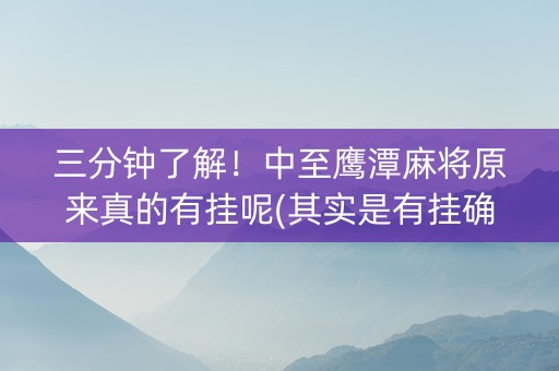 三分钟了解！中至鹰潭麻将原来真的有挂呢(其实是有挂确实有挂)