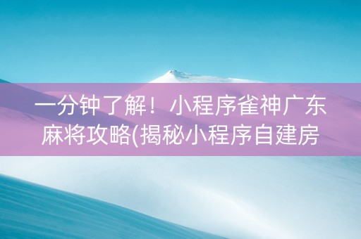 一分钟了解！小程序雀神广东麻将攻略(揭秘小程序自建房怎么赢)