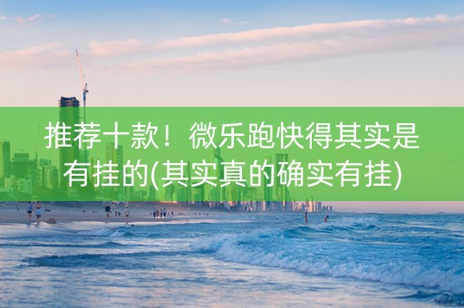 推荐十款！微乐跑快得其实是有挂的(其实真的确实有挂)